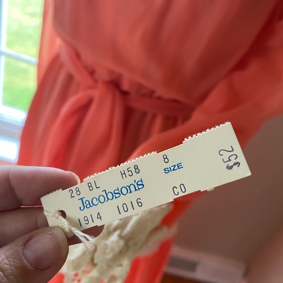 Stunning vtg Jacobson’s 70s prairie dress peach tiered Gunne Sax style sz 8 NWT - Picture 3 of 3